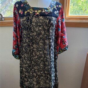Floral Black and Red Women's Dress